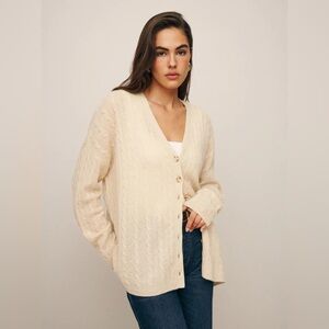 REFORMATION Giusta Oversized Cashmere Cardigan in Eco Beige | Size Small